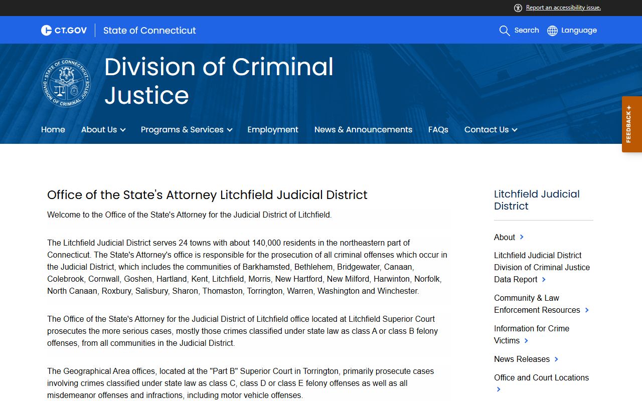 Litchfield State's Attorney office criminal records information